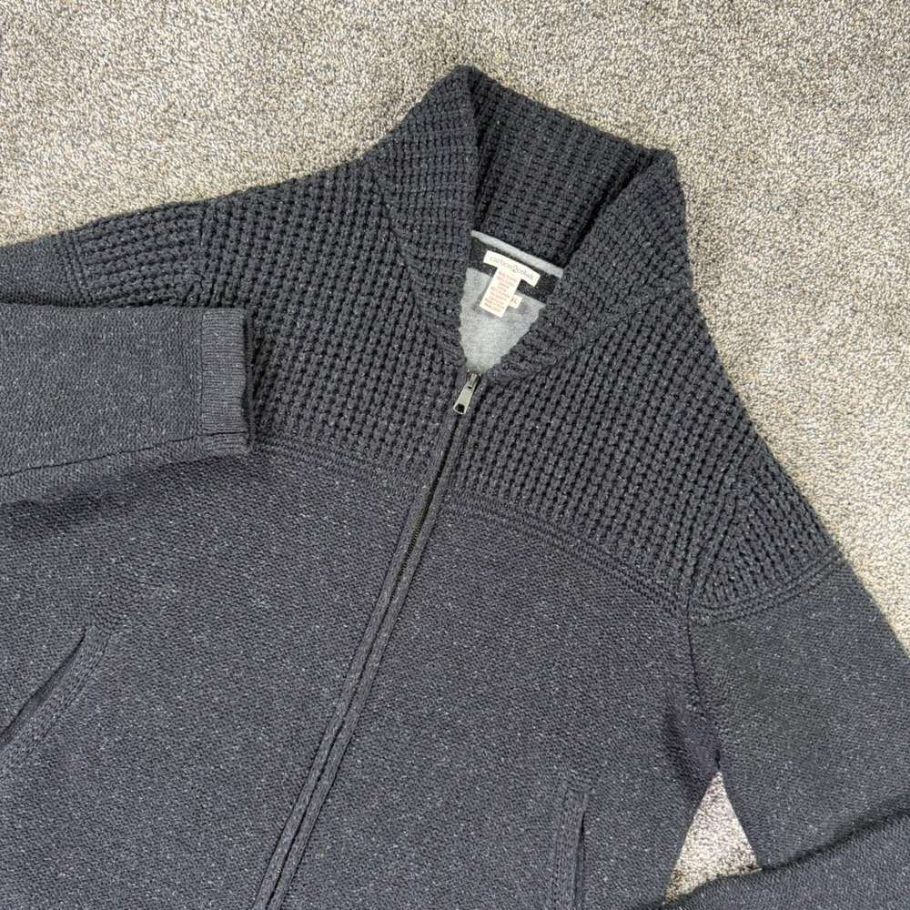 Carbon 2 Cobalt Mens XL‎ Full Zip Cardigan Sweater Gray Waffle Knit Shawl Collar